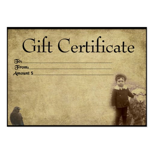 A Boy And His Sheepy- Prim Gift Certificate Cards Business Cards (front side)