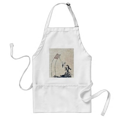 A boy flying a kite Ukiyoe Aprons by hokusai_art