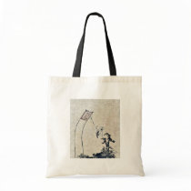 A boy flying a kite Ukiyoe Tote Bag