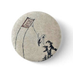 A boy flying a kite Ukiyoe buttons