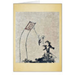 A boy flying a kite Ukiyoe Card