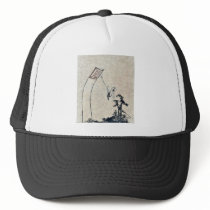 A boy flying a kite Ukiyoe Hats