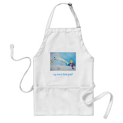 A boy's first goal playing football apron by mike_jory