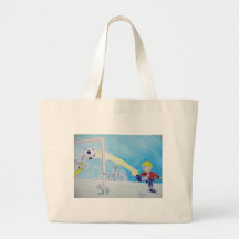 A boy's first goal playing football canvas bags