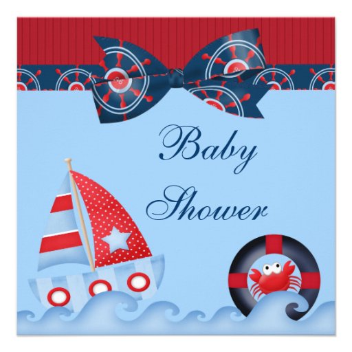 A Boys Sea Life Baby Shower Personalized Invitations (front side)