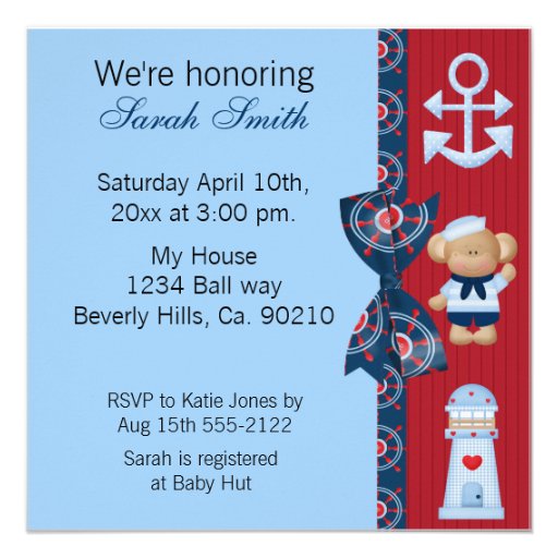 A Boys Sea Life Baby Shower Personalized Invitations