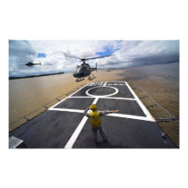A Brazilian Eurocopter prepares to land