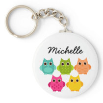 A Bright Bunch of Owls Keychain
