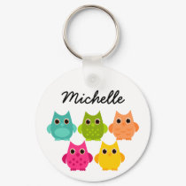 A Bright Bunch of Owls keychains