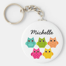A Bright Bunch of Owls Keychain