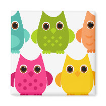 A Bright Bunch of Owls Refrigerator Magnet