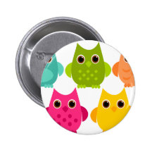 A Bright Bunch of Owls Pinback Button