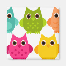 A Bright Bunch of Owls Refrigerator Magnet