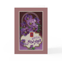 A Bright New Year Purple Pansy Flower cards by VintageHolidays A Bright New Year Purple Pansy Flower cards