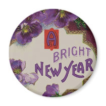 A Bright New Year Purple Pansy Flower magnets