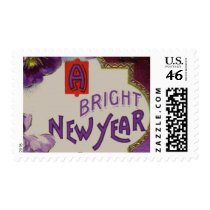 A Bright New Year Purple Pansy Flower postage