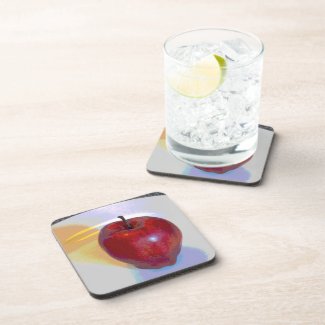 A Bright Red Apple Drink Coaster