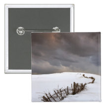A Broken Fence Along A Snow Covered Field Pinback Buttons