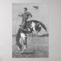 A Bucking Bronco by Remington, Vintage Cowboy Poster