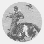 A Bucking Bronco by Remington, Vintage Cowboy Round Stickers