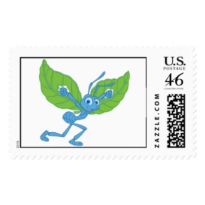 A Bug's Life Flik flying with leaves Disney stamps