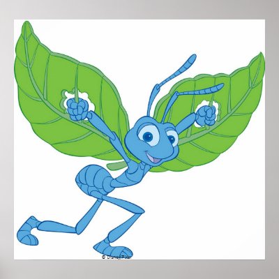 A Bug's Life Flik flying with leaves Disney posters