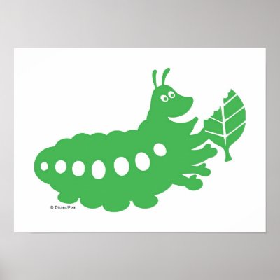 A Bug's Life Heimlich eating leaf cutout Disney posters