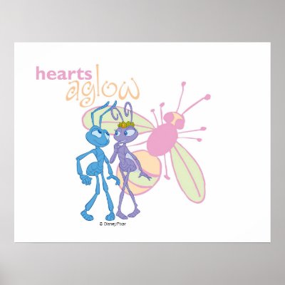 A Bug's Life Princess Atta and Flik Hearts Aglow posters