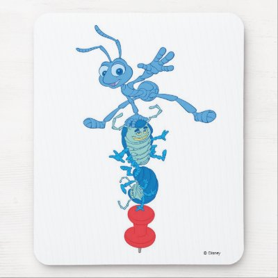 A Bug's Life Totem with Flick, Tuck, and Roll mousepads