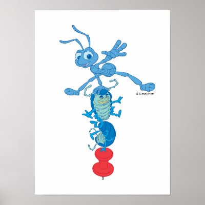 A Bug's Life Totem with Flick, Tuck, and Roll posters