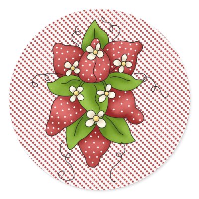 A Bunch of Strawberries Round Stickers by countrykitchen