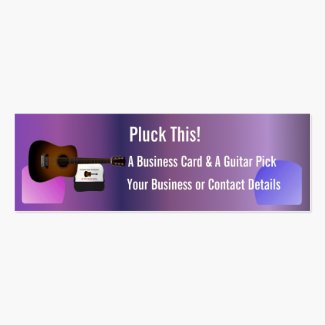 A Business Card And Musicians Guitar Pick