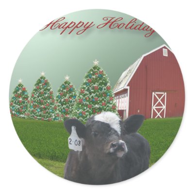 A Calf's Christmas Sticker by Firecrackinmama