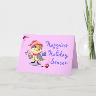 A Candy Cane Birdie Holiday Card