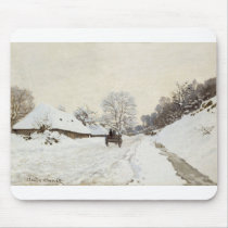 A Cart on the Snowy Road at Honfleur (1865) mousepads