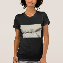 A Cart on the Snowy Road at Honfleur (1865) t-shirts