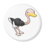A cartoon cute ostrich bird refrigerator magnet