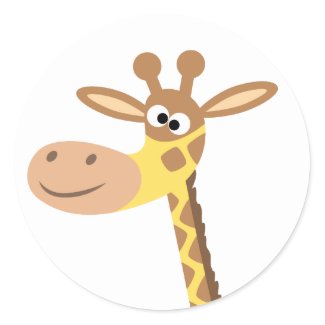 A cartoon giraffe round sticker sticker