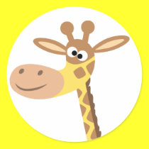 A cartoon giraffe round sticker
