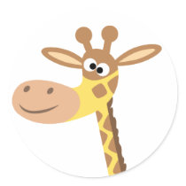 A cartoon giraffe round sticker