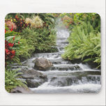 A cascading waterfall, flanked by flowers. mousepads