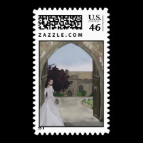 A castle wedding postage stamps