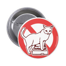 A cat resets a computer in Japan Pinback Buttons