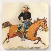 A Cavalry Officer by Remington, Vintage Military Coasters