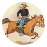 A Cavalry Officer by Remington, Vintage Military Round Stickers