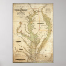 A Chart of the Chesapeake And Delaware Bays Print