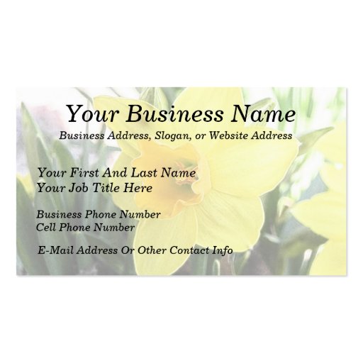 A Cheerful Yellow Daffodil Business Card Template (front side)