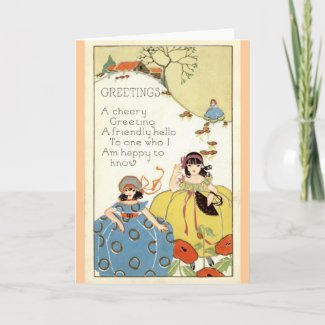 A Cheery Greeting Repro Vintage 1913 card