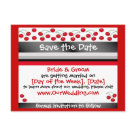 postcard - Share the excitement of your upcoming nuptials with my cute A CHERRY JUBILEE save-the-date postcards. This exclusive, personalized save-the-date postcard provides the perfect way to let your friends and family know that you’ve set a date! All colors, text, & fonts are completely customizable!  If you are interested in this item, but would like to change the colors, please contact me with your color preferences.   May I suggest… A CHERRY JUBILEE Save-the-Date Magnet (round or square) – Customizable! A CHERRY JUBILEE Wedding Postage (choose from 3 sizes and 8 denominations) – Customizable!