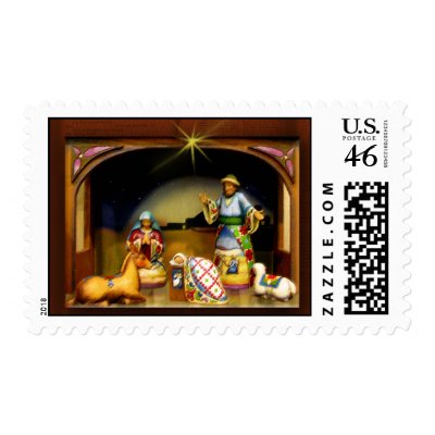 A child is born Nativity Christmas Stamp by perfectpostage